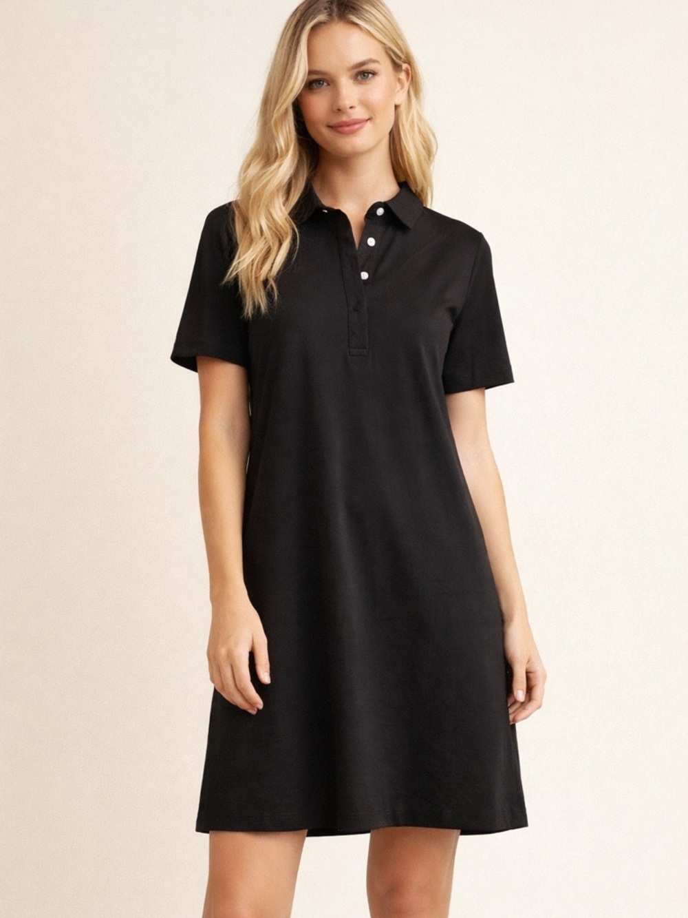 Black Collared Short Sleeve Polo Dress